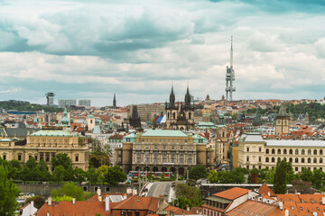 Fototapeta na wymiar Panoramic view of the cityscape skyline of Prague, Czech republic
