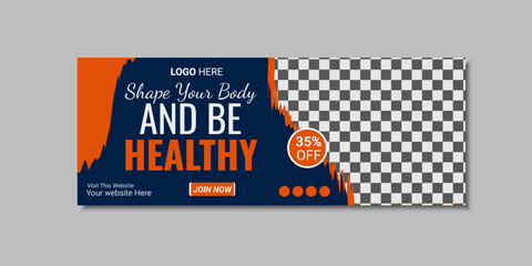 Vector simple fitness banner or social media cover design template