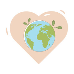 Planet Earth, leaves, plant.Associations Sustainable development. Earth Day and World Environment Day sustainable ecology concept.