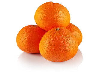 Four ripe tangerines close-up.