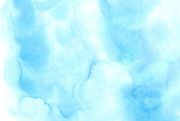 Fototapeta na wymiar hand drawn blue watercolor background.Blue sky with clouds