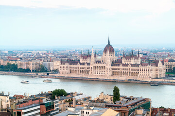 Fototapeta na wymiar City hall of Budapest on the Danube river, Hungary