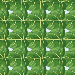 Stylized tropical leaves seamless pattern. Decorative leaf background.