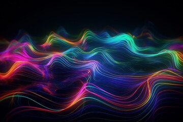 Fototapeta premium Abstract background with dynamic waves, 3d illustration, Colourful, Generative Ai