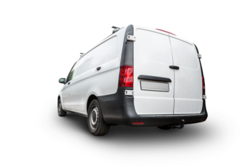White delivery van isolated from background