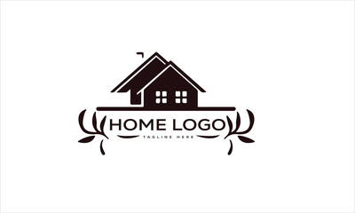 Silhouette simple real estate logo design and Real estate, house, and building construction Logo design vector template