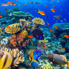 Plakat Magnificent underwater world in tropical ocean.