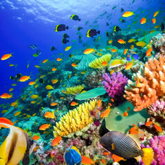 Magnificent underwater world in tropical ocean. - obrazy, fototapety, plakaty