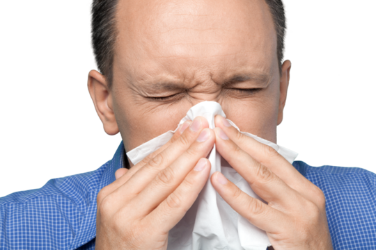 Young handsome Man blowing his nose