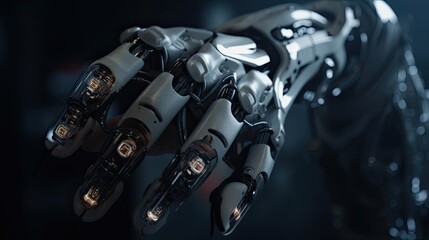 Fototapeta na wymiar The Prototype of the Advanced Bionic Future: A Hand, Computer and Robot Hybrid: Generative AI
