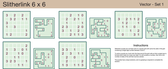 5 Slitherlink 6 x 6 Puzzles. A set of scalable puzzles for kids and adults, which are ready for web use or to be compiled into a standard or large print activity book.