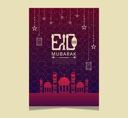 Eid Flyer Design With lantern & mosque