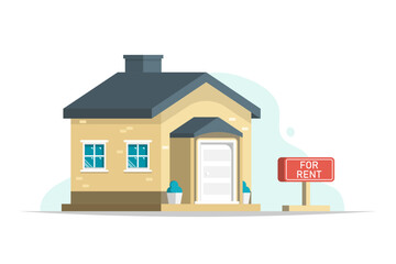 House for rent on isolated background, Vector illustration.