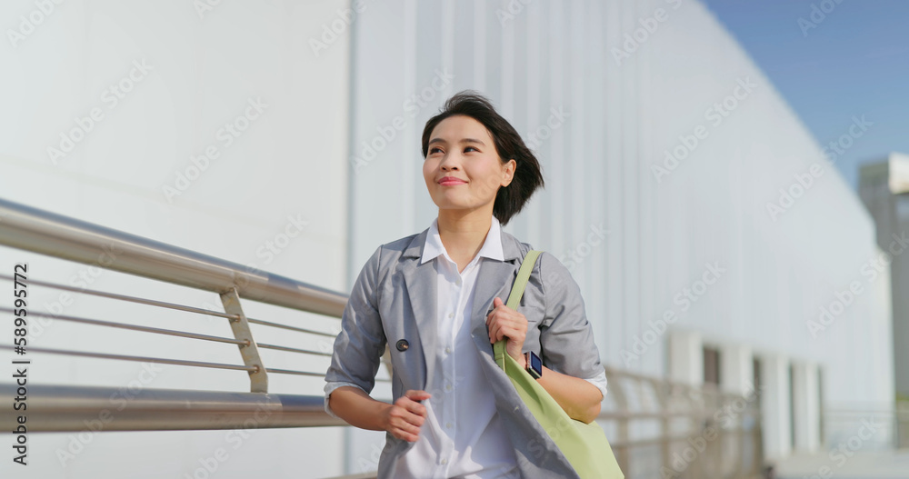 Wall mural business woman commuting