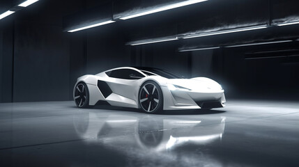 Fototapeta na wymiar futuristic concept white supercar, Generative AI