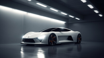 Fototapeta na wymiar futuristic concept white supercar, Generative AI