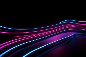 Abstract background with blue and pink neon lines. 3D rendering, Generative Ai