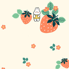 Watercolor, various flowers, strawberry stripes, geometric beauty