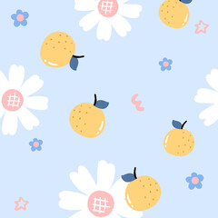 Watercolor, various flowers, strawberry stripes, geometric beauty