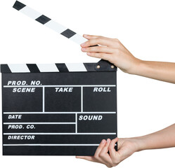 Human Hands Holding a Movie Clapboard - Isolated