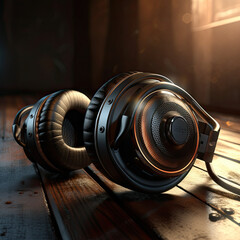 Fototapeta na wymiar 3D Headphones in Intense Colors for Powerful Sound Enjoyment. AI generated image.