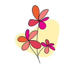 Hand drawn abstract colorful doodle flowers 