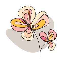 Hand drawn abstract colorful doodle flowers 