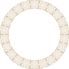 Decorative floral frame. Elegant element for design in Eastern style, place for text. Floral golden border. Lace illustration for invitations and greeting cards.