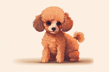 Cute poodle puppy in illustration style, Generative Ai