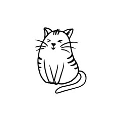 cute cartoon cat isolated on white.Doodle.Coloring.