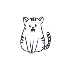 cute cartoon cat isolated on white.Doodle.Coloring.