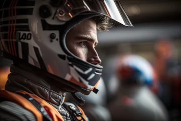 Tuinposter F1 driver waits for the race to begin. Ai generative. © Nataly