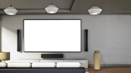 Modern LED TV with pure white screen. 3D illustration