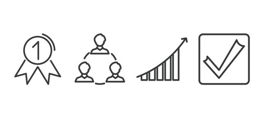 set of startup and strategy thin line icons. startup and strategy outline icons included first, team, grow, validate vector.