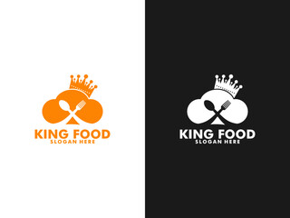 King Food Logo, Crown food or Royal Food fork knife spoon Logo vector Design Illustration