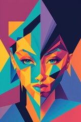 A beautiful portrait of a woman in abstract graphical style.