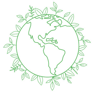 Environment day line art vector illustration, earth day illustration