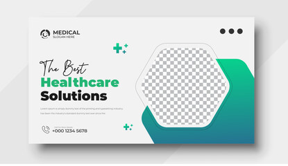 Creative medical healthcare YouTube thumbnail and web banner template

