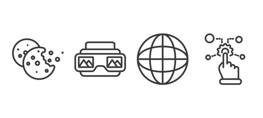 set of artificial intellegence thin line icons. artificial intellegence outline icons included cookies, stereoscope, , control vector.