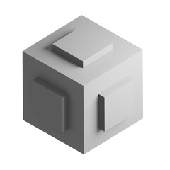 Abstract three-dimensional cube design element. 3d infographic presentation cube icon.