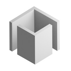 Abstract three-dimensional cube design element. 3d infographic presentation cube icon.