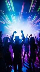 Fototapeta na wymiar people enjoy concert by dancing in nightclub party, ai generated, Generative AI