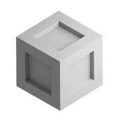 Abstract three-dimensional cube design element. 3d infographic presentation cube icon.