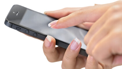 Hands Using iPhone with Black Screen