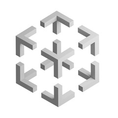 Abstract three-dimensional cube design element. 3d infographic presentation cube icon.