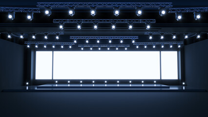 3D render of Empty stage Design for mockup and Corporate identity, Scene event led, Show on the stage.