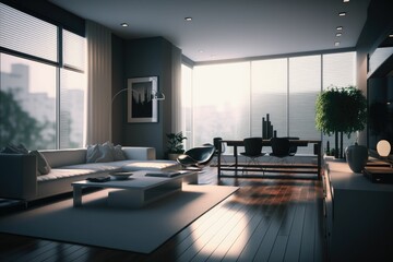 Obraz na płótnie Canvas Living room interior with furniture. Generative AI.