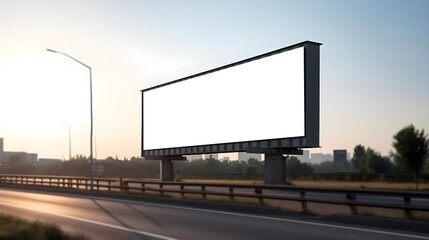 Empty billboard at motorway roadside for marketing banner or poster placement, Blank billboard for ad space, generative ai, Empty advertisment billboard space