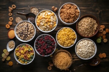 Delicious and healthy cereals. Generative AI.