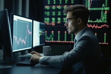 Businessman and investor manages online trading. Generative AI.